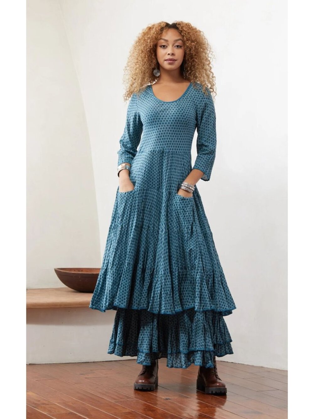 14 16 XL Passementrie TradeCloth Santa Fe Dress Macarena Skirt  Maxi  Teal Dot